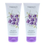 Yardley Womens April Violets Body Scrub 200ml For Her x 2 - One Size