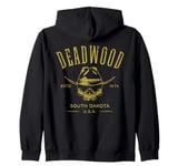 Deadwood South Dakota USA Skull Distressed Design Zip Hoodie