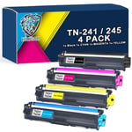 NEW Brother Printers TN-241 TN-245 Replacement Toner Cartridges 4-Pack Black CMY