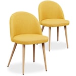 Intensedeco - Lot de 2 chaises scandinaves Cecilia tissu Jaune