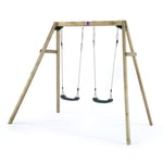 Plumplay Swing Set Kids Child w/Timber Frame & Two Swings Wood