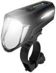 FISCHER Phare Avant LED pour vélo 110 lux, avec Mode capteur, réglage de la portée Lumineuse, jusqu'à 20 Heures d'autonomie, Noir, 1 pièce