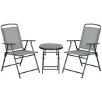 Patio Bistro Set Folding Chairs & Coffee Table for Balcony