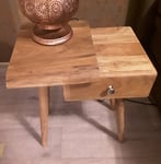 Small Wooden Bedside Table Solid Wood Vintage Style Furniture 1 Drawer Rustic