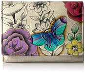 Anna by Anuschka Women's Ladies Leather Hand Painted Triple Fold Purse Flower Tri, Floral Paradise, One Size