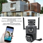 EU Plug Smart Outdoor Camera 4MP Wireless Three Lens Remote Monitor Auto Zoom Mo