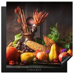 KitchenYeah© Protection Plaque Cuisson Deco Cuisine Cache Induction 78x78 cm Protège Pour Cuisiniere Protection Légumes - Fruits - Rustique - Table