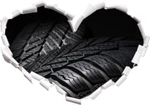 KAIASH 3d Wall Sticker Dark tire heart shape in 3D look wall or door sticker wall sticker wall sticker wall decoration 62x43cm