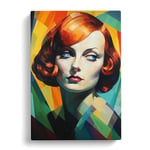 Woman with Red Hair Hard Edge Painting Art No.2 Canvas Print for Living Room Bedroom Home Office Décor, Wall Art Picture Ready to Hang, 30x20 Inch (76x50 cm)