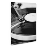 Big Box Art Vinyl Record Player Canvas Wall Art Framed Picture Print, 30 x 20 Inch (76 x 50 cm), White, Black, Grey