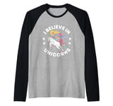 Unicorn rainbow - I believe in unicorns Raglan Baseball Tee