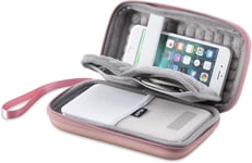 Housse Disque Dur Étui de Voyage Rigide , Housse de Protection Power Bank Anti-Choc Coque de Transport pour Batterie Externe POWERADD/Yoobao/Kyoka Sac de Protecteur EVA pour Câble/Casque-Or Rose