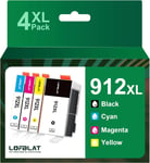 912XL 912 XL Compatible pour HP 912 Cartouche d'encre pour HP OfficeJet Pro 8022 8024 8020 8023 pour OfficeJet 8012 8010 8014 8015 8017 (Noir Cyan Magenta Jaune, 4 Pack)