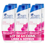 Head & Shoulders Lisse & Soyeux Shampoing Antipelliculaire 6x330ml; Usage Quotidien; Jusqu'à 100% des Pellicules Éliminées, Cliniquement Prouvé; Tous Types de Cheveux et de Cuir Chevelu