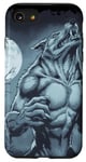 Coque pour iPhone SE (2020) / 7 / 8 Art graphique loup-garou hurlant à la lune pour homme