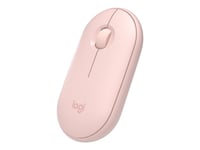 Logitech Pebble M350 - Souris - optique - 3 boutons - sans fil - Bluetooth, 2.4 GHz - récepteur sans fil USB - rose