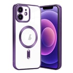 Coque Fine et Transparente pour iPhone 12 Compatible avec MagSafe,Housse Magnétique Anti-traces de Doigts et Anti-jaunissement,Etui de Protection Anti-rayures,Coque Mince pour iPhone 12-Violet