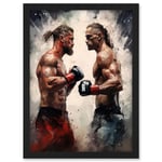 Artery8 Cage Fight Oil Paint Artwork Combat Mixed Martial Arts Boxing Wrestling Artwork Framed A3 Wall Art Print