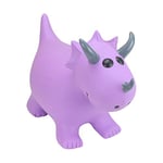 Happy Hopperz Inflatable Bouncy Animal with Grippable Ears/Horns, Easy to Clean Space Hopper for Indoor and Outdoor Play, Bouncing Toy, Pump Included, 12 Months-5 Years, Purple Triceratops Dino