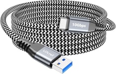 Lot De 2 Longs Câbles Usb Vers Usb-C De 3 M, Câble Usb 3.2 Gen 2 Vers Type C Avec Synchronisation De Données Haute Vitesse 10 Gbit/S 3,1 A, Charge Rapide Pour Iphone 15 Pro Max, Samsung Galaxy