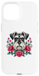 iPhone 15 Roses Flowers Miniature Schnauzer Schnauzers Case