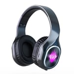 Bluetooth 5.2 Mode Jeu/Musique sans Fil Casque de Jeu Pliable RVB Lumières Magiques Casques HiFi Stéréo 3D avec Micro,Noir