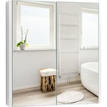 Armoire Murale à Miroir avec 2 Portes et 2 étagères, Armoire de Salle de Bain avec Miroir, 62 x 11,5 x 65 cm, pour Salle de Bain et Couloir