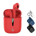 BE Pop Bluetooth 5.1 TWS - Casque stéréo 3D HD sans Fil, Autonomie de Batterie 12H, boîtier de Charge LED, Facile à connecter, Micro intégré, léger et Confortable pour iPhone/Android (Rouge)