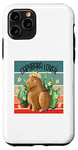 Coque pour iPhone 11 Pro Capybara fleur couronne nature harmonie joie animal amateur