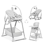 hauck Sit N Relax 3in1, Nordic Grey - Baby & Toddler Highchair with Bouncer & Toy Bar, Food Tray & Basket from Birth up to 15 kg, Lightweight Foldable Fully Adjustable