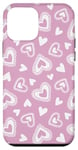 Coque pour iPhone 12 mini Mignons coeurs roses joli motif d'amour pour Saint-Valentin