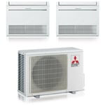 mitsubishi air conditioner floor mfz-kt dual split inverter 9000 + 12000 btu with e.u. mxz-2f42vf gaz r-32