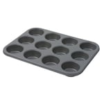 Dexam Non Stick 12 Cup Muffin pan Carbon Steel, Grey