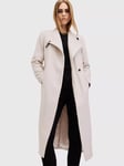 AllSaints Riley Wrap Around Belted Long Line Wool Blend Coat