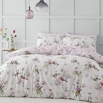 Catherine Lansfield Songbird Reversible King Duvet Cover Set with Pillowcases Pink