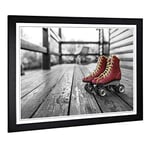 Big Box Art Framed Print of Roller Derby Skates Boots Design | Wall Art Picture | Home Decor for Kitchen, Living, Dining Room, Bedroom, Hallway, Office, Black, A2 / 24.5x18 Inch / 62x45cm