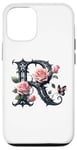 Coque pour iPhone 12/12 Pro Letter R Initial Floral Monogram Rose Pink Flower Butterfly