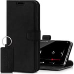 SURAZO Leather Wallet Mobile Phone Case Compatible with Samsung S21 - Flip & Fold Smartphone Case with Stand, RFID Blocker, Magnet Closure, 3 Slots for Bank Cards - Handcrafted European Leather Black