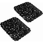 Tapis d'évier de cuisine, 2 tapis de protection d'évier réglables, tapis d'évier en acier inoxydable noir, tapis de vaisselle pour comptoir de