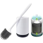 Jalleria - Brosse de Toilette Brosse wc en Silicone Antibactérienne balayette wc Ensemble Brosse de Toilettes à Manche Long avec Support Hygiénique