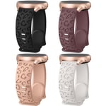 Towsnails 4 Pack Leopard Engraved Samsung Watch Straps Compatible with Samsung Galaxy Watch 6/5/5 Pro/4 40mm 44mm/Watch 4 Classic, Adjustable Silicone Sport Straps Band for Galaxy Watch - 20mm