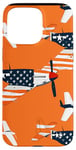 Coque pour iPhone 15 Pro Max Drapeau américain minimaliste orange tropical P-51 Mustang de la Seconde Guerre mondiale