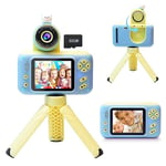 Kids Camera for Girls and Boys with Tripod, 1080P Video Camera for Kids, HD Photo Children's Digital Camera with 32GB SD Card, 2.4 Inch Toddler Selfie Camera for 4.5.6.7.8.9.10 Years Boys Girls