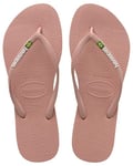 Havaianas Fille Slim Brasil Logo (Mini Me) Tongues, Violet (Green Dew), 25/26