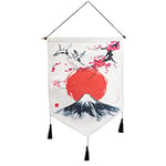 lachineuse - Tapisserie Murale Japonaise Mont Fuji - Décoration Japonaise Zen à Suspendre - 56 x 44 cm - Tableau Japonais Traditionnel Panneau- Coloris Blanc & Bleu - Idée Cadeau Japon Asie