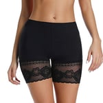 Joyshaper Femme Panty en Dentelle Short sous Jupe Anti Frottement Cuisse Shorty pour Robe Pantalon de Sécurité Invisible Boxer Shorts Culottes Caleçon sans Couture Shorty Cycliste Noir L