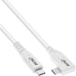 InLine Câble USB4, 240 W, USB-C vers USB-C, coudé d'un côté, PD 3.1, 40 Gb/s, 8K@60Hz, Thunderbolt 3, pour écrans, disques durs, cartes graphiques, smartphones et plus encore, 2 m, blanc, 35912W