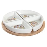 Tilltuggsset DKD Home Decor 21,5 x 21,5 x 1 cm Naturell Röd Multicolour Stengods Cottage Hus