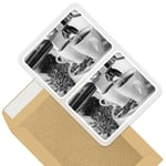 2 x Rectangle Stickers 7.5cm BW - Coffee Machine Cafe Restaurant  #42712