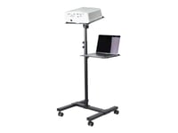 Startech.Com Mobile Projector And Laptop Stand/Cart, Heavy Duty Portable Projector Stand (2 Vented Shelves, Hold 22Lb/10Kg Each), Height Adjustable Rolling Av Presentation Cart With Wheels - Lockable Casters - Vogn - For Projektor / Notebook - Stål